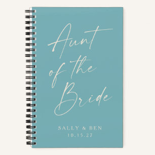 Aunt of the Bride Minimalist Personalized Teal Notebook