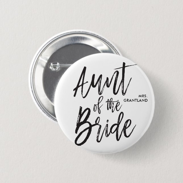 Aunt of the Bride | Script Wedding 2 Inch Round Button (Front & Back)
