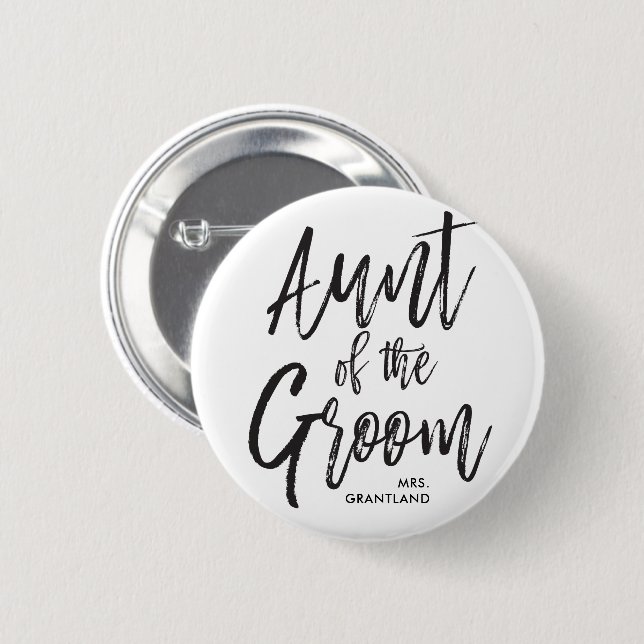 Aunt of the Groom | Script Wedding 2 Inch Round Button (Front & Back)