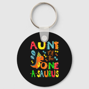 Aunt Of The One-a-saurus 1st Birthday Boy Dinosaur Keychain