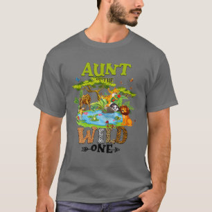 Aunt Of The Wild One Zoo Birthday Woodland Animals T-Shirt