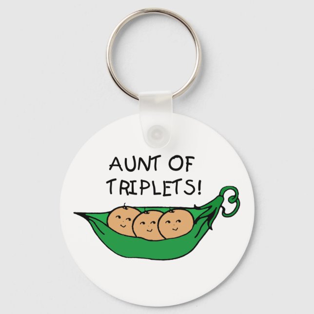 Aunt of Triplets Pod Keychain (Front)