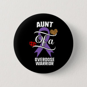 Aunt Overdose Awareness Leopard Buffalo Plaid Fami 2 Inch Round Button