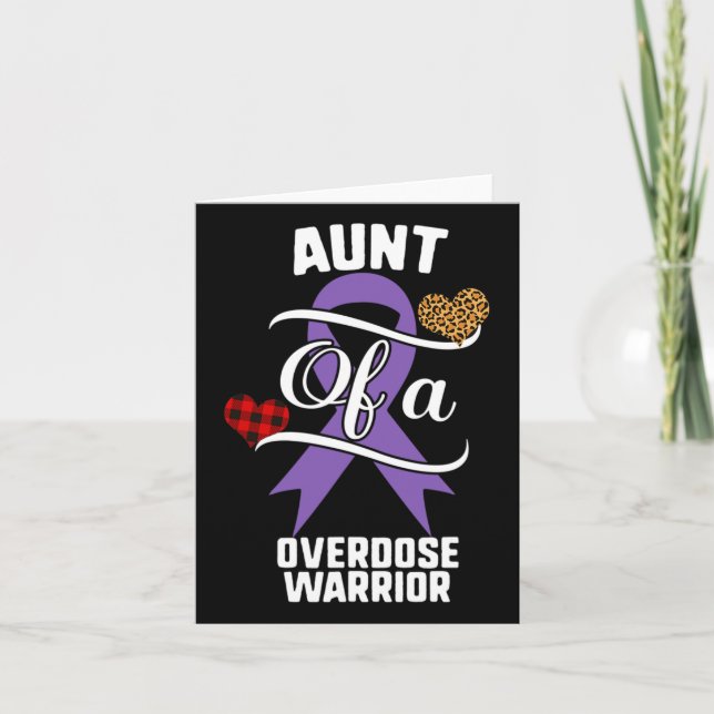 Aunt Overdose Awareness Leopard Buffalo Plaid Fami Card (Front)