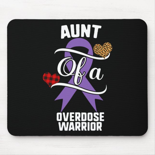 Aunt Overdose Awareness Leopard Buffalo Plaid Fami Mouse Pad (Front)