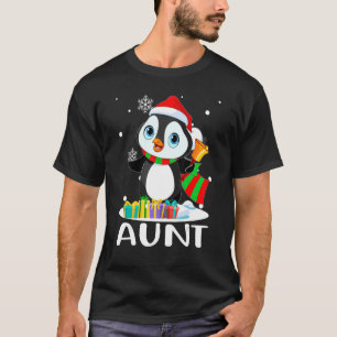 Aunt Penguins Santa Hat Christmas Matching Family T-Shirt