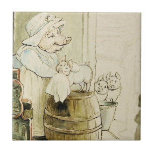 Aunt Pettitoes and Three Piglets by Beatrix Potter Tile