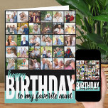 Aunt Photo Collage 31 Picture Happy Birthday Card<br><div class="desc">Create your own big happy birthday card. The photo template is ready for you to add 31 of your favourite pictures, 30 of which are displayed in square / instagram format in a simple grid style photo collage and the main one is in frameworthy portrait format on the inside. The...</div>