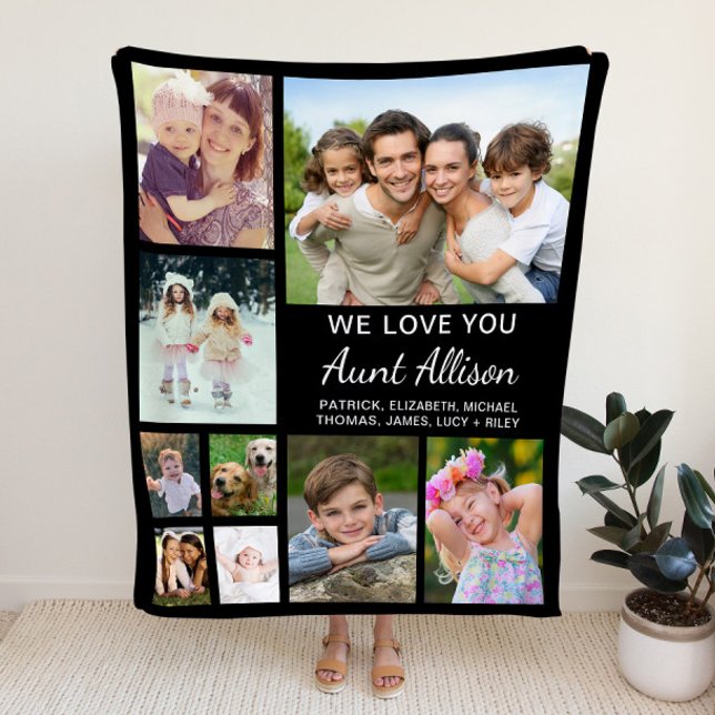 Aunt Photo Collage Black Fleece Blanket (Creator Uploaded)