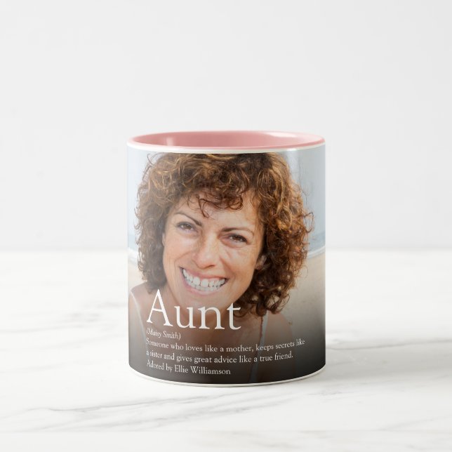 Aunt Photo Fun Definition Quote Two-Tone Coffee Mug (Center)