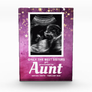 Aunt Pregnancy Announcement Baby Girl Ultrasound Photo Block