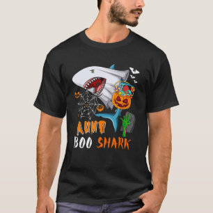 Aunt Shark Boo Halloween Shark Boo Ghost Candy Pum T-Shirt