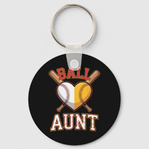 Aunt Softbyll Bysebyll Auntie Of Both Byll Funny M Keychain