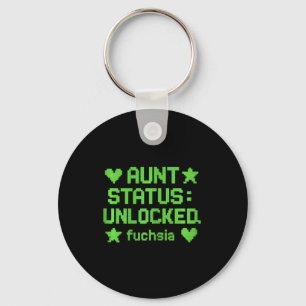 Aunt Status Unlocked Pixel Art Neon Green Gamer No Keychain