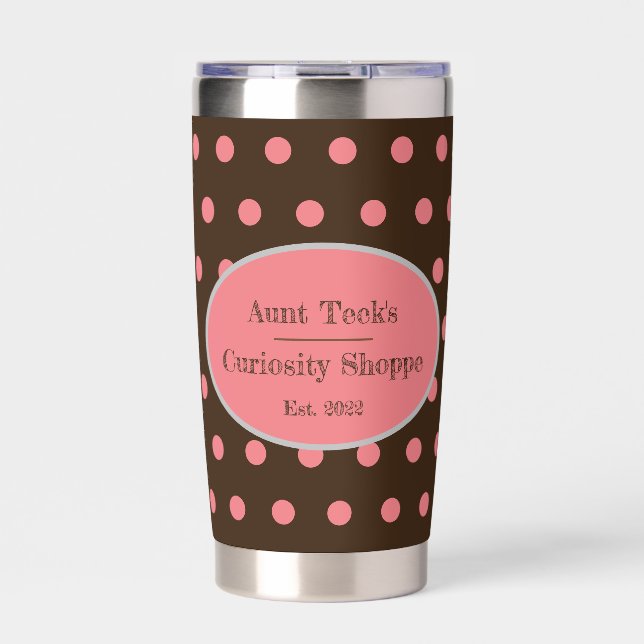 Aunt Teek's Curiosity Shoppe Thermal Tumbler Brown (Front)