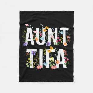 Aunt Tifa - Retro Wildflowers Floral Feminist Mom  Fleece Blanket
