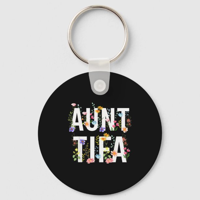 Aunt Tifa - Retro Wildflowers Floral Feminist Mom  Keychain (Front)