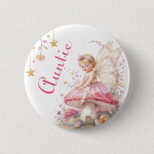 Aunt to Be   Fairy Cottage Core Baby Shower  2 Inch Round Button