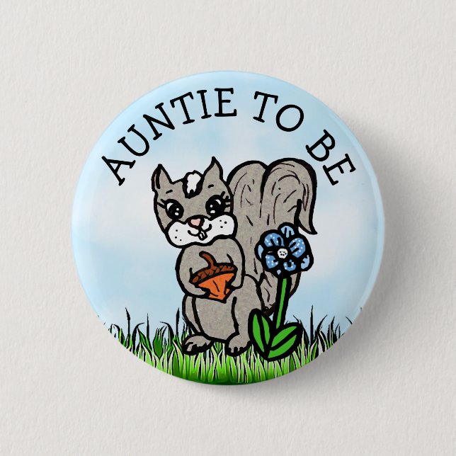 Aunt to be Little Fox Baby Shower 2 Inch Round Button (Front)