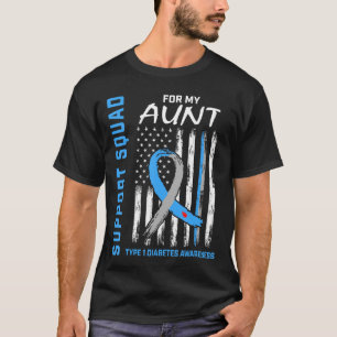 Aunt Type 1 Diabetes Shirt American Flag Support S