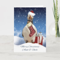 Aunt & Uncle Christmas Card With Wild Puffin