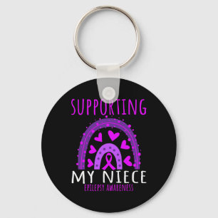 Aunt Uncle Men Women Purple Niece Support Epilepsy Keychain