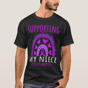 Aunt Uncle Men Women Purple Niece Support Epilepsy T-Shirt
