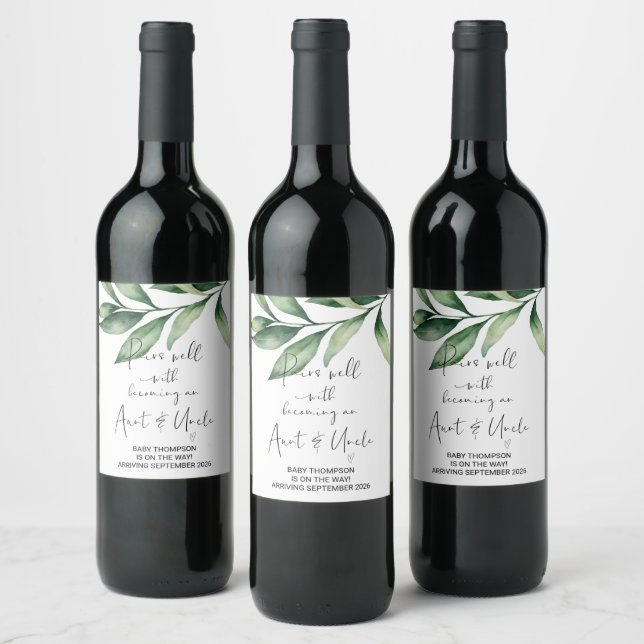 Aunt & Uncle to Be Pregnancy Announcement Friends  Wine Label (Bottles)