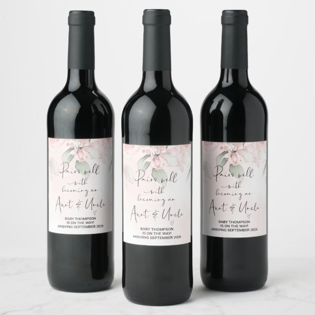 Aunt & Uncle to Be Pregnancy Announcement Friends Wine Label (Bottles)