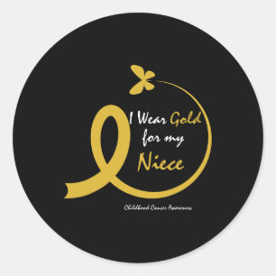 Aunt Uncle Wear Gold For My Niece Childhood Cancer Classic Round Sticker