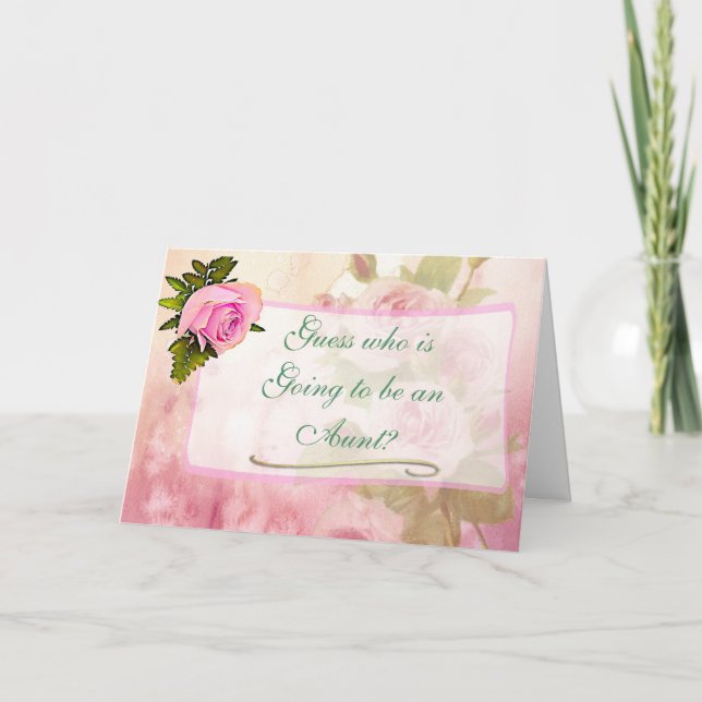 Aunt Vintage Rose Baby Announcement Card (Front)