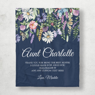 Aunt Wildflowers Personalized Fleece Blanket