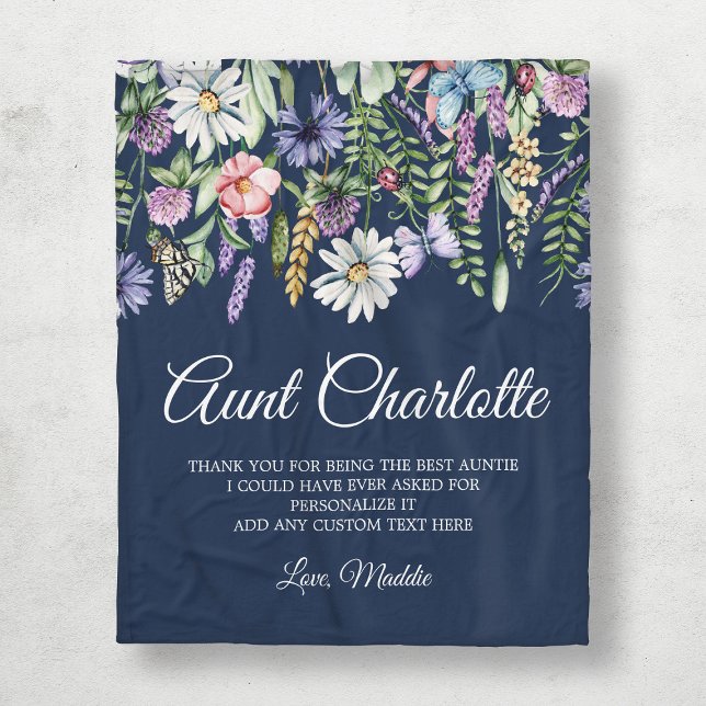 Aunt Wildflowers Personalized Fleece Blanket (Aunt Wildflowers Personalized Fleece Blanket
)