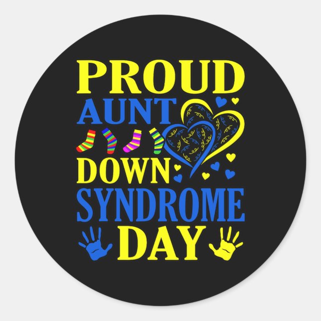 Aunt World Down Syndrome Day Awareness Month Graph Classic Round Sticker (Front)