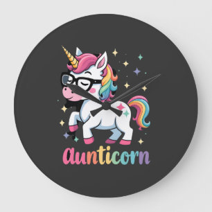 Aunticorn Aunty Dabbing Unicorn Auntie Aunt Christ Large Clock