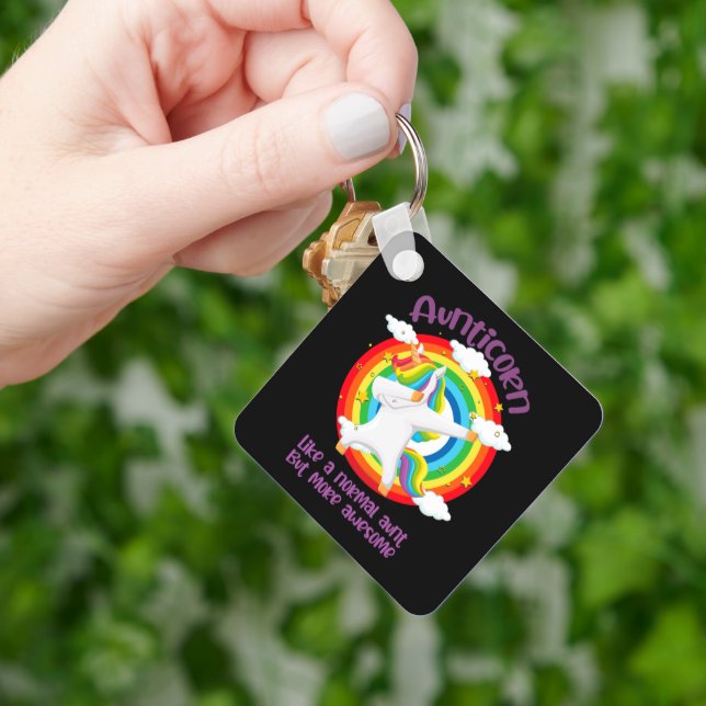 Aunticorn Like A Normal Aunt But More Awesome Keychain (Hand)