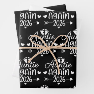 Auntie Again 2026 Pregnancy Announcement Wrapping Paper Sheet