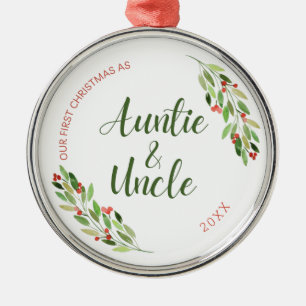Auntie and Uncle first Christmas Metal Ornament