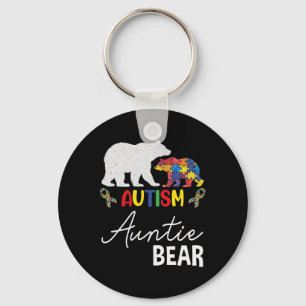 Auntie Bear Autism Awareness Aunt Women Gift Keychain