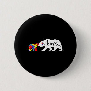 Auntie Bear Autism Awareness Month Aunt Women Niec 2 Inch Round Button
