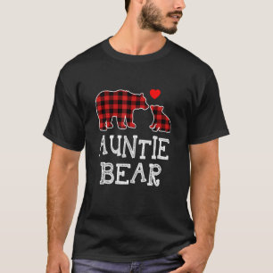Auntie Bear Buffalo Plaid Christmas Family Pajama T-Shirt