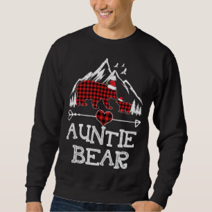 Auntie Bear Christmas Pajama Red Plaid Buffalo Fam Sweatshirt