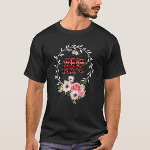 Auntie Bear Xmas Family Christmas Pajama Red Plaid T-Shirt
