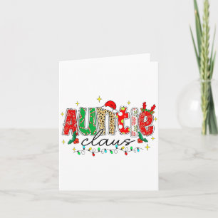 Auntie Claus Aunt Christmas Lights Pajama Family M Card