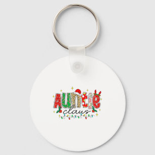 Auntie Claus Aunt Christmas Lights Pajama Family M Keychain