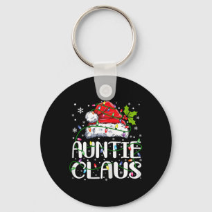 Auntie Claus Christmas Lights Pajama Family Matchi Keychain