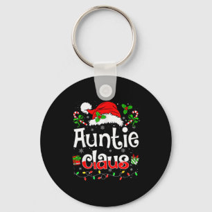 Auntie Claus Shirt Christmas Lights Pajama Family  Keychain