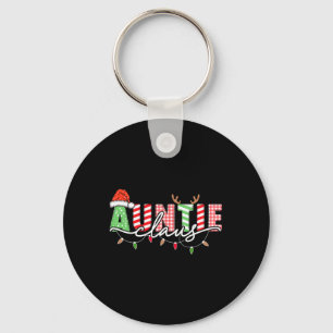 Auntie Claus Xmas Christmas Lights Pajama Family M Keychain