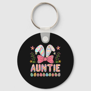 Auntie Colorful Easter Eggs Bunny Bow Tie Family L Keychain