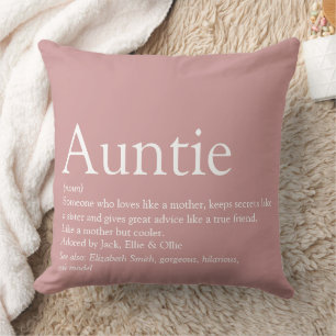 Auntie Definition Saying Pink Large Throw Pillow